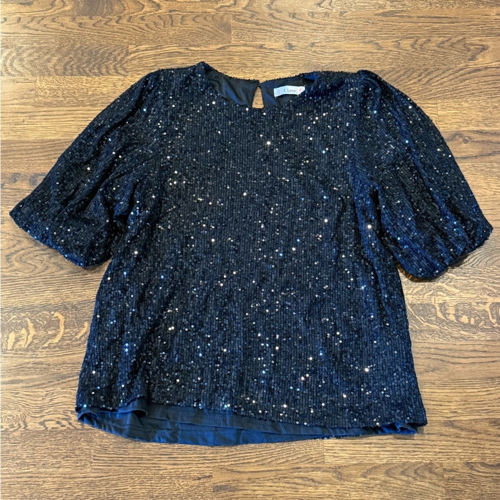 Love Midnight Sequin Blouse